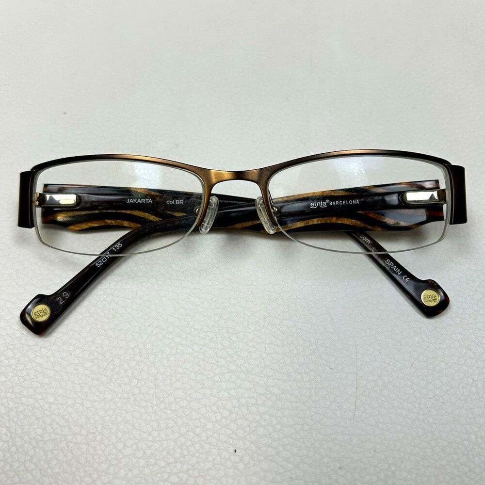 Etnia Barcelona JAKARTA Brown Tortoise Semi-Rimless Rectangular Frames 52-17-135